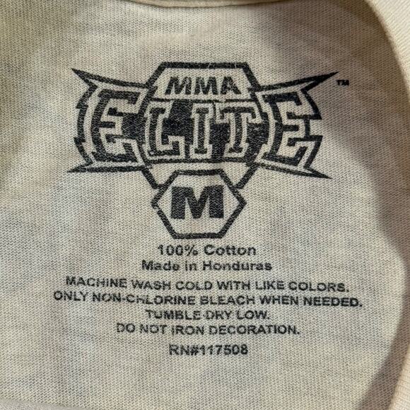 Vintage MMA Elite Graphic T Shirt Mens M Grunge Y2K Cross Skull Off White - Picture 2 of 8